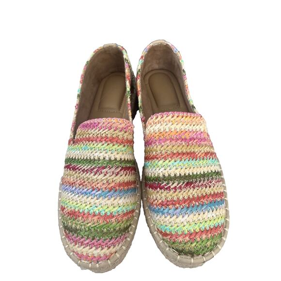 JOIE Shoes - Joie Cara Raffia Espadrilles Women’s Sz 8 Multicolor Rainbow Flats Slip on NEW